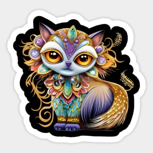 Colorful Cat with Jewel Adornments Sticker